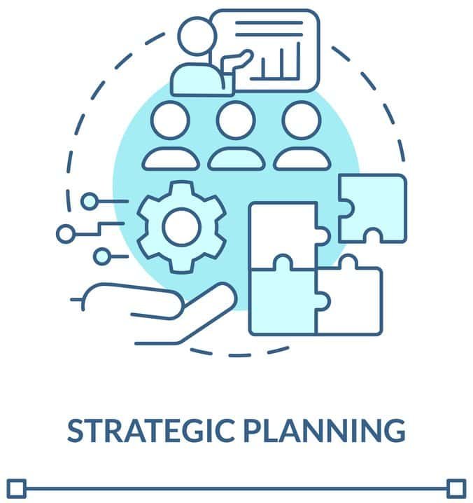 Strategic planning visual with graphic icons