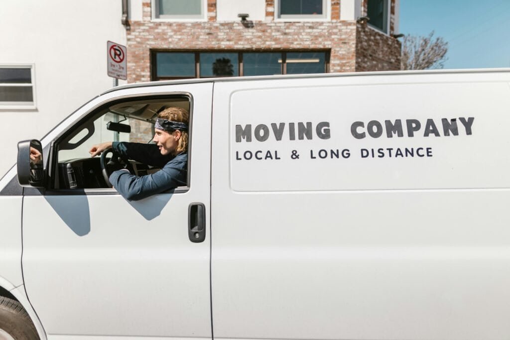 moving company employee driving van