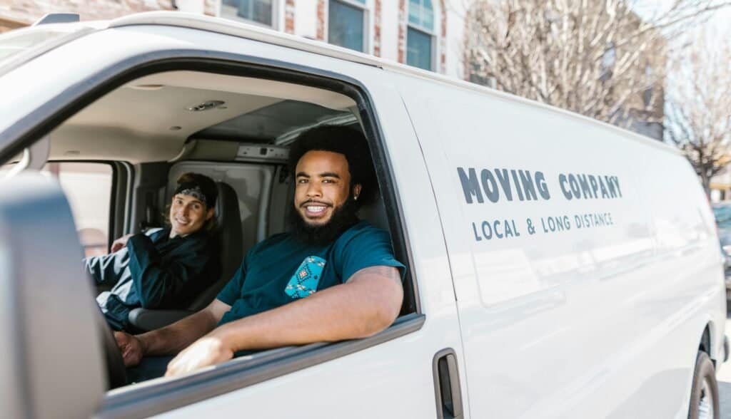 moving business employees driving truck